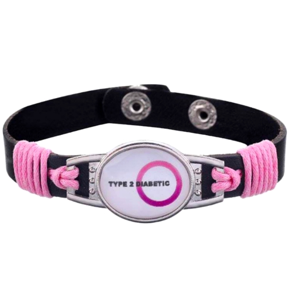 Type 1 or Type 2 Diabetic Adjustable Leather Bracelets